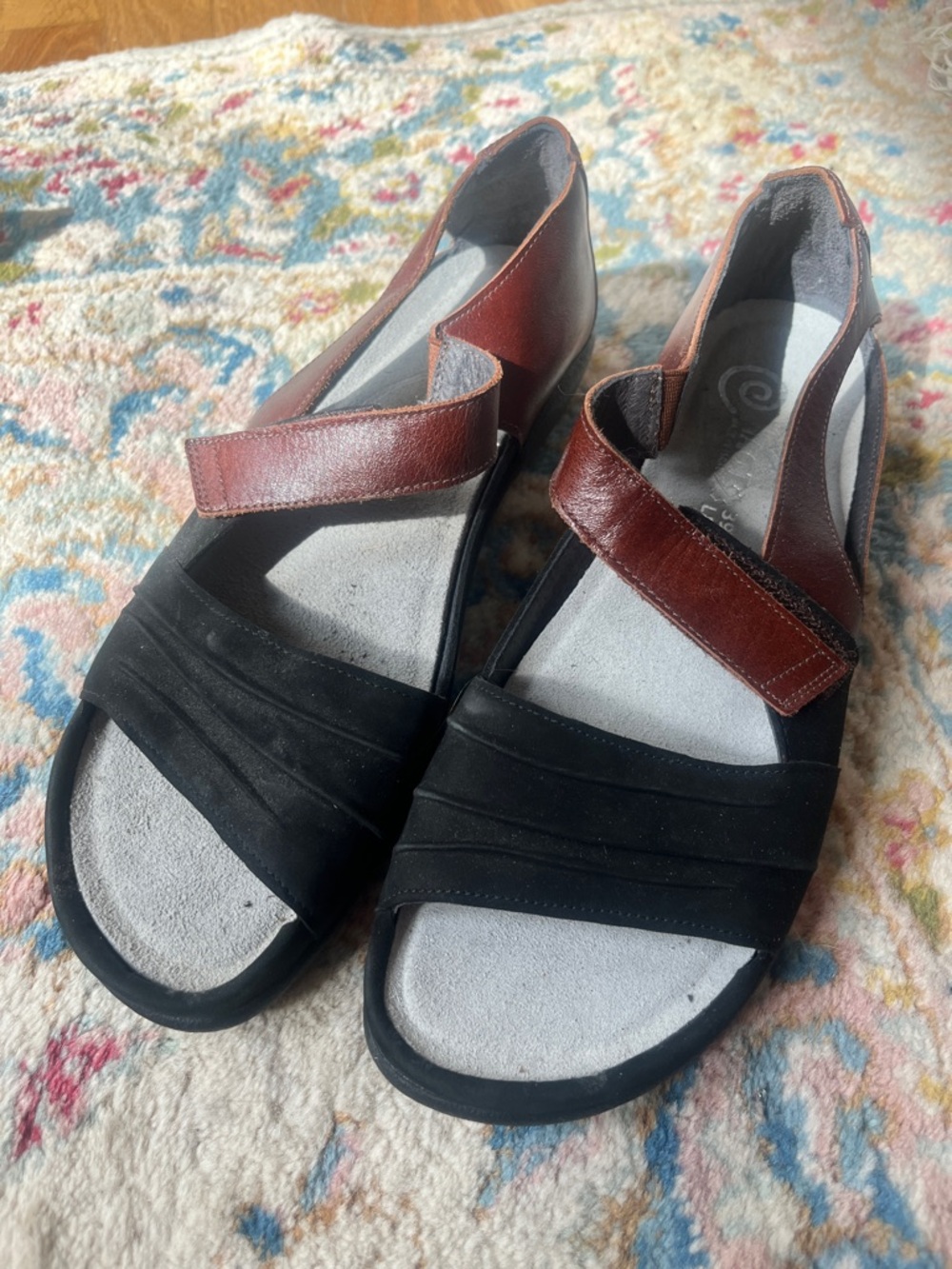 Naot Two-Tone Brown and Black Leather Comfort Sandals